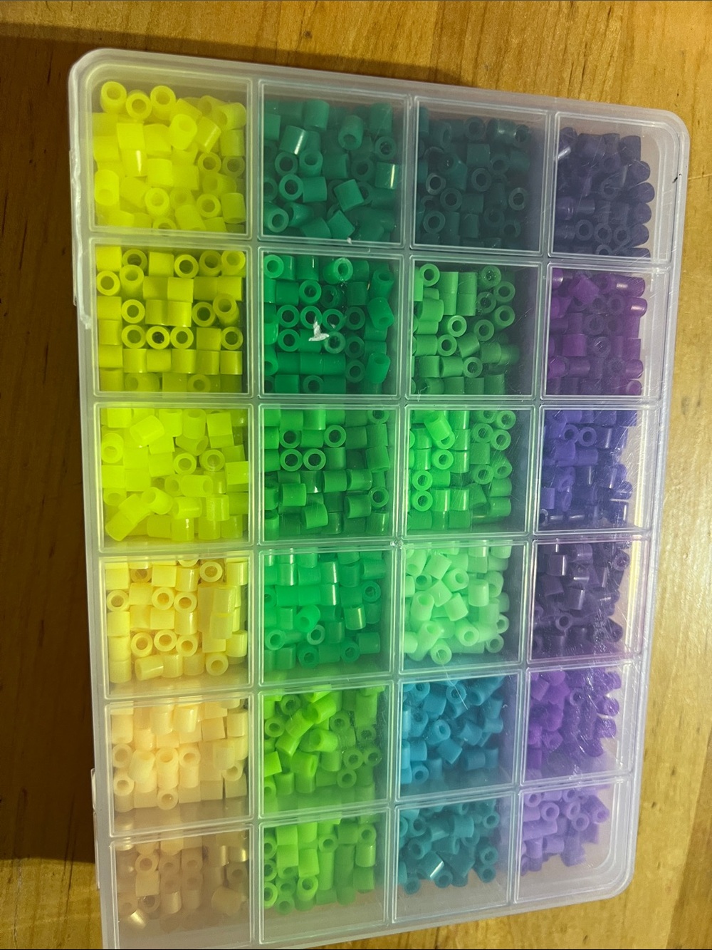 Craft Perler Bead Organizer Tray - Green, Yellow, Purple Beads